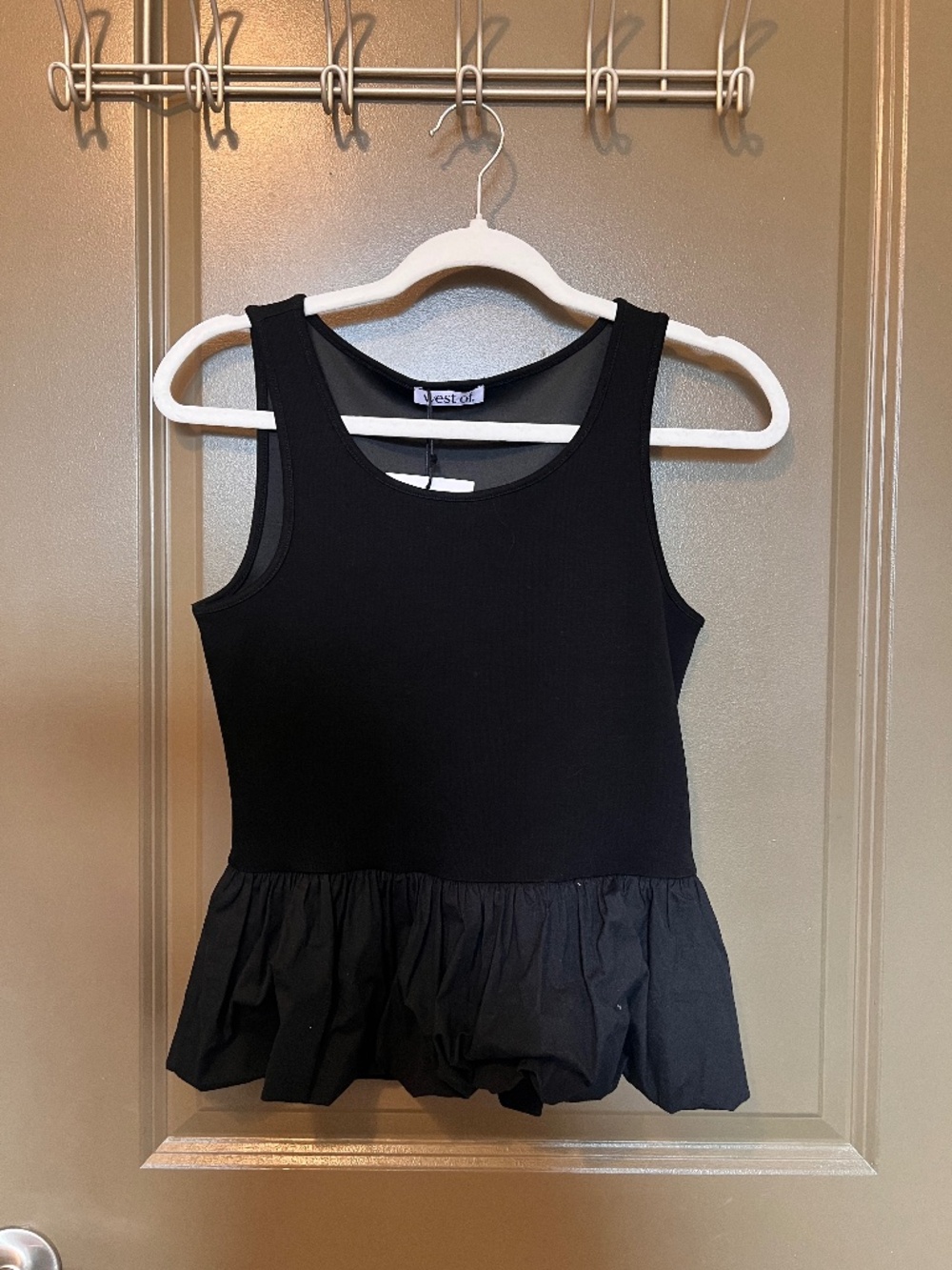 West Of. Ribbed Peplum Tank Top, Black